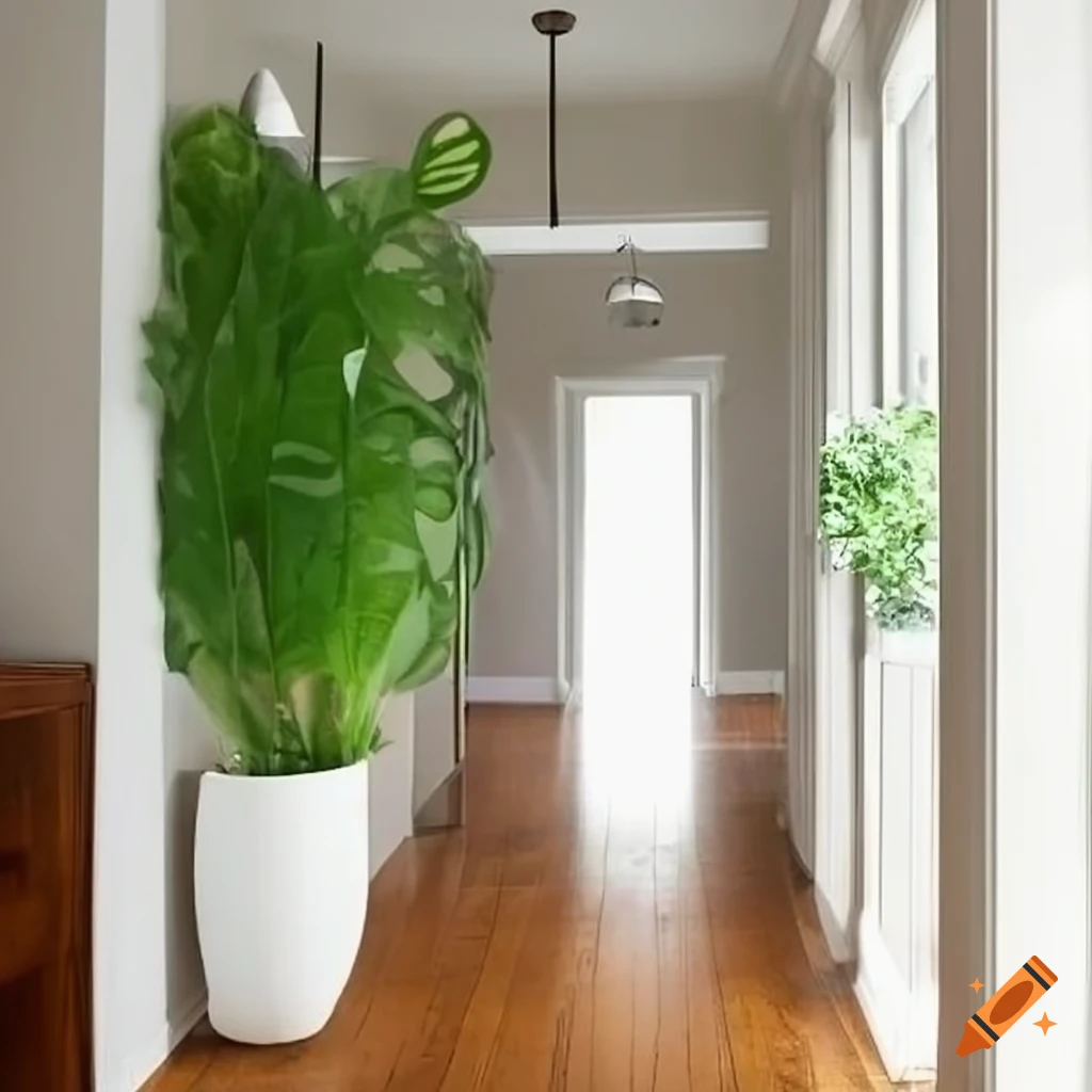 House hallway with plants on Craiyon