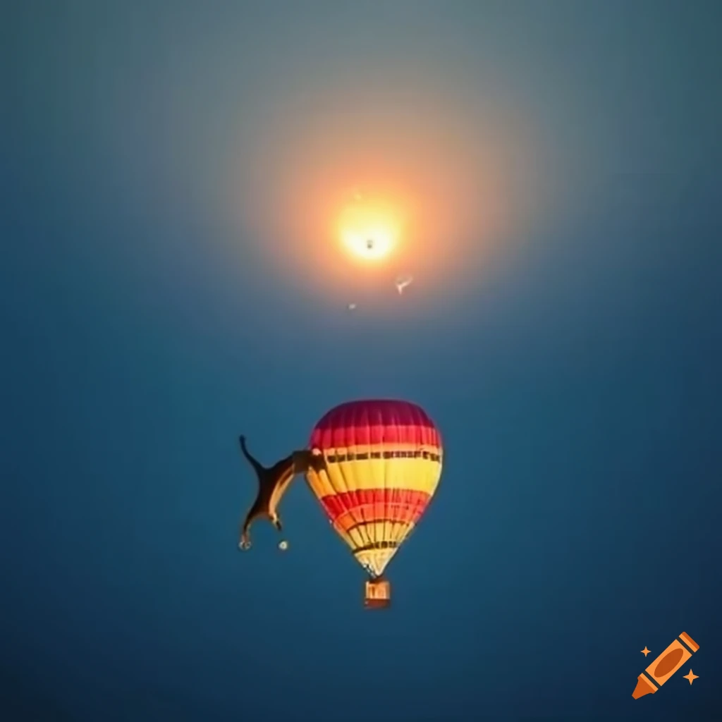 Whippetshaped hot air balloon in the sky on Craiyon