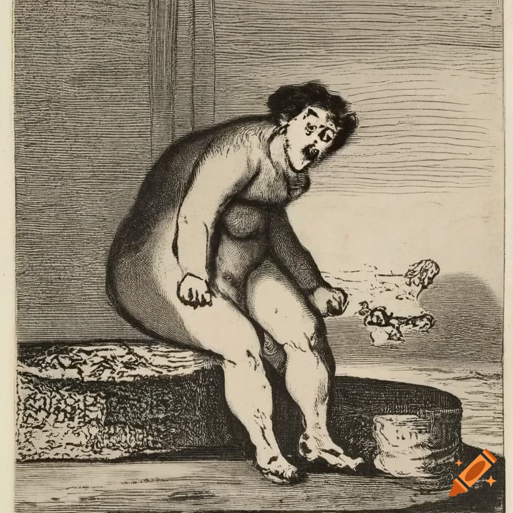 Francisco de Goya etching of a shouting dwarf bat
