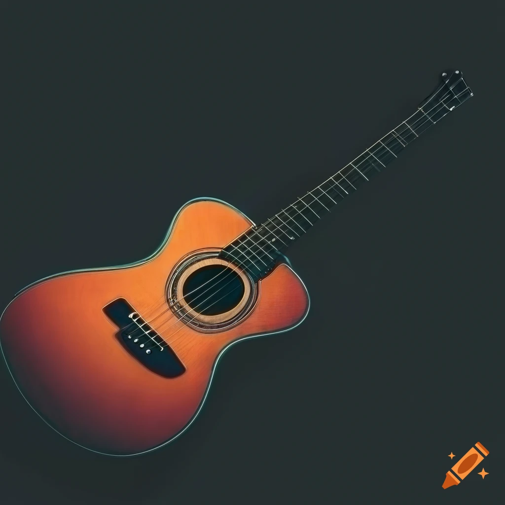 Two acoustic guitars in high contrast on a dark background