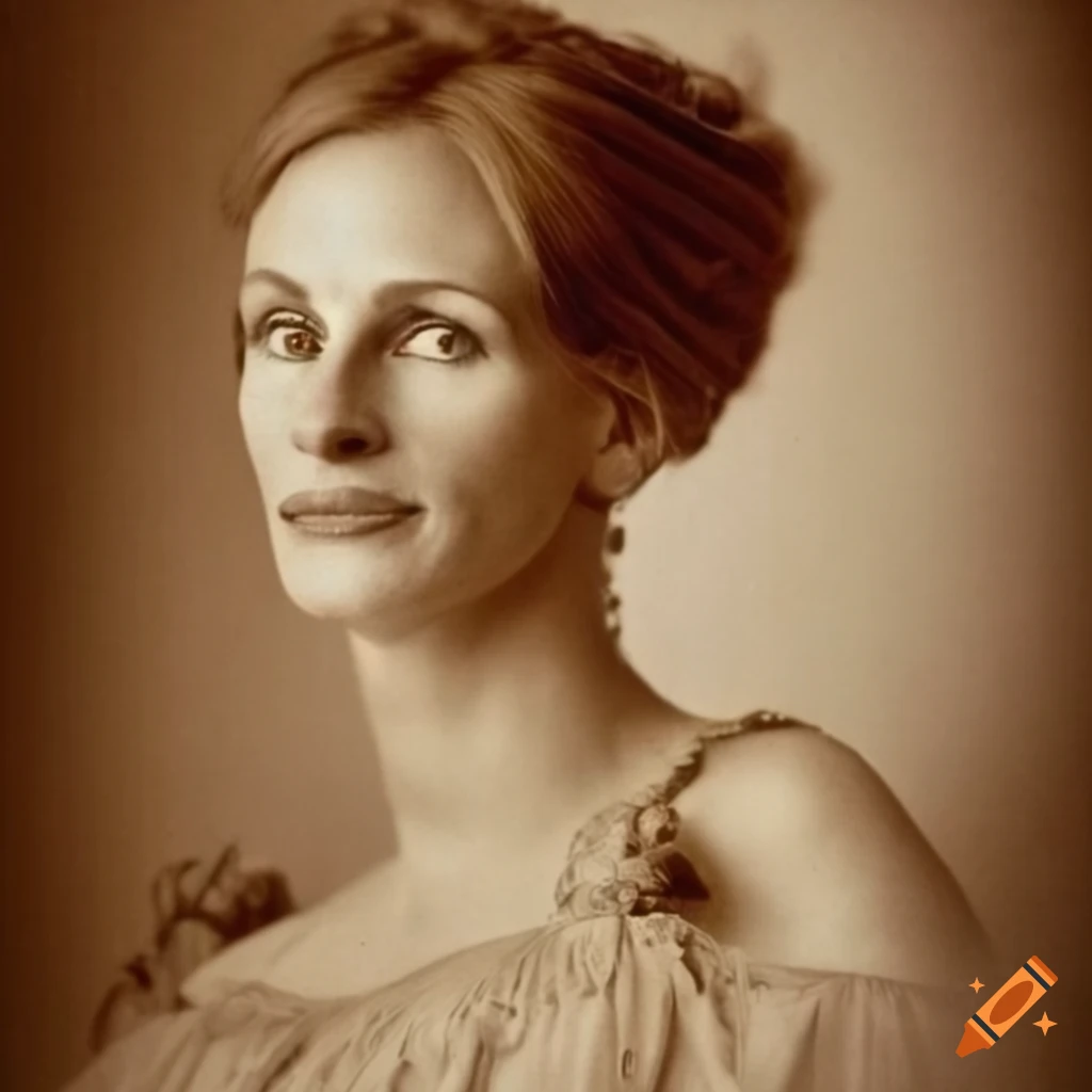 Victorian Julia Roberts in historical dress and vintage 1800 haircut
