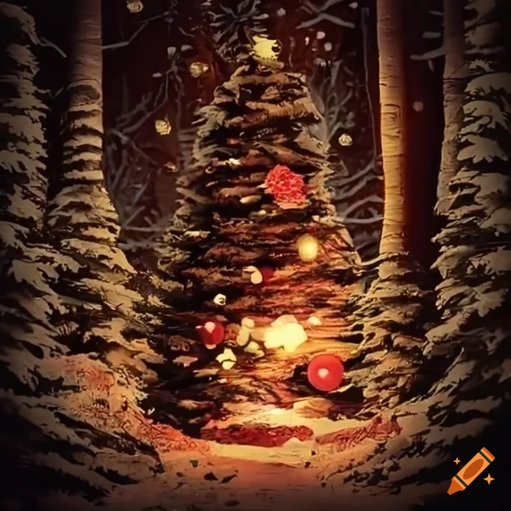 Christmas celebration in the woods on Craiyon