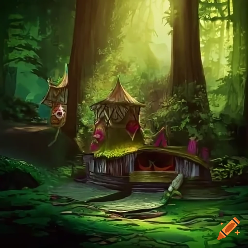 Enchanting fairy village in the forest