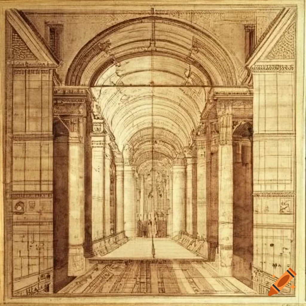 Timeline poster depicting the development of linear perspective in