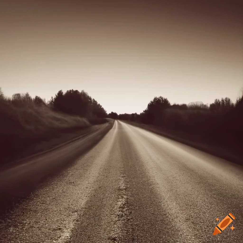 Countryside road in sepia tone