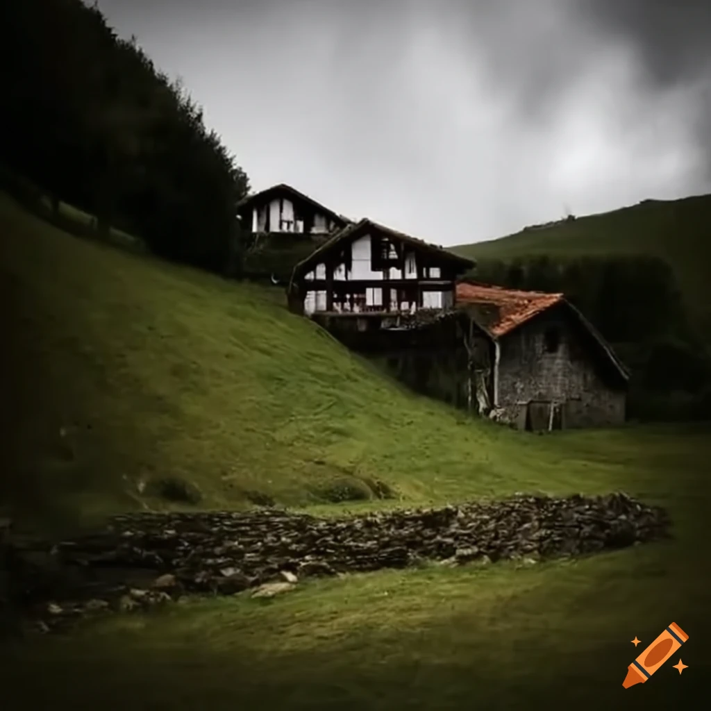 A old Basque farm on a hill