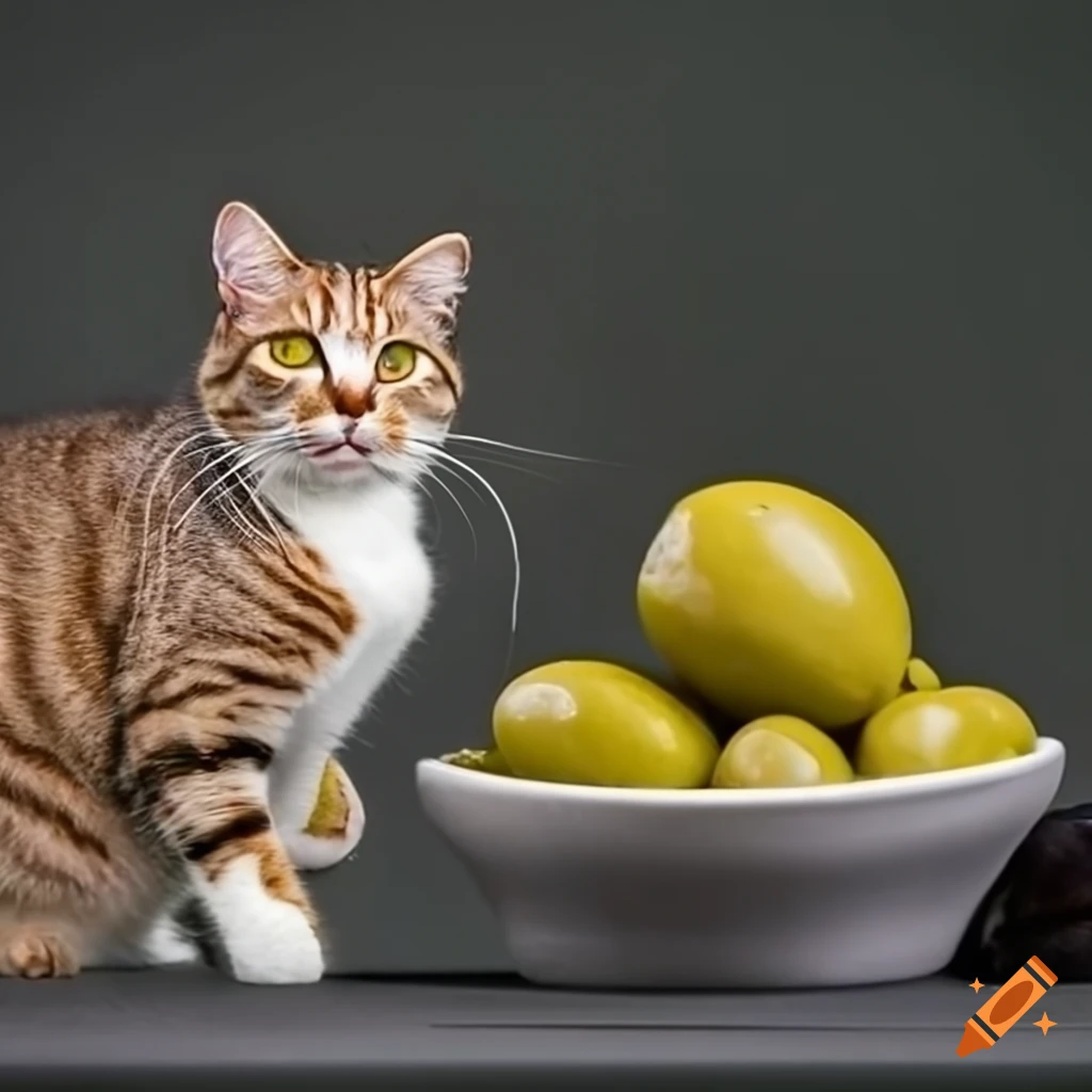 Cat and olives on Craiyon