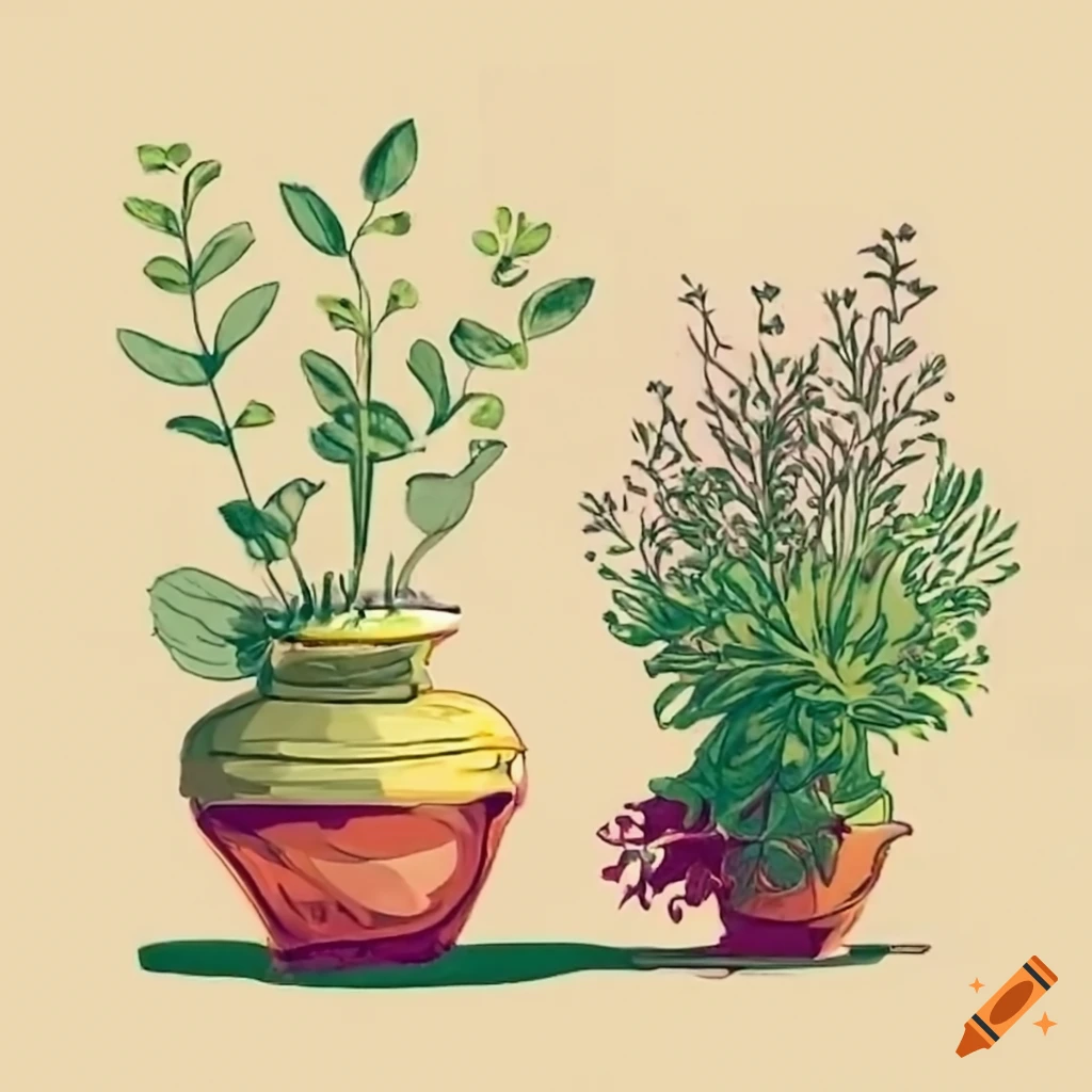 Kitchen garden with various herbs