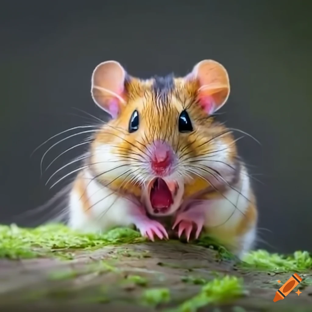 Surprised hamster with mouth open on Craiyon