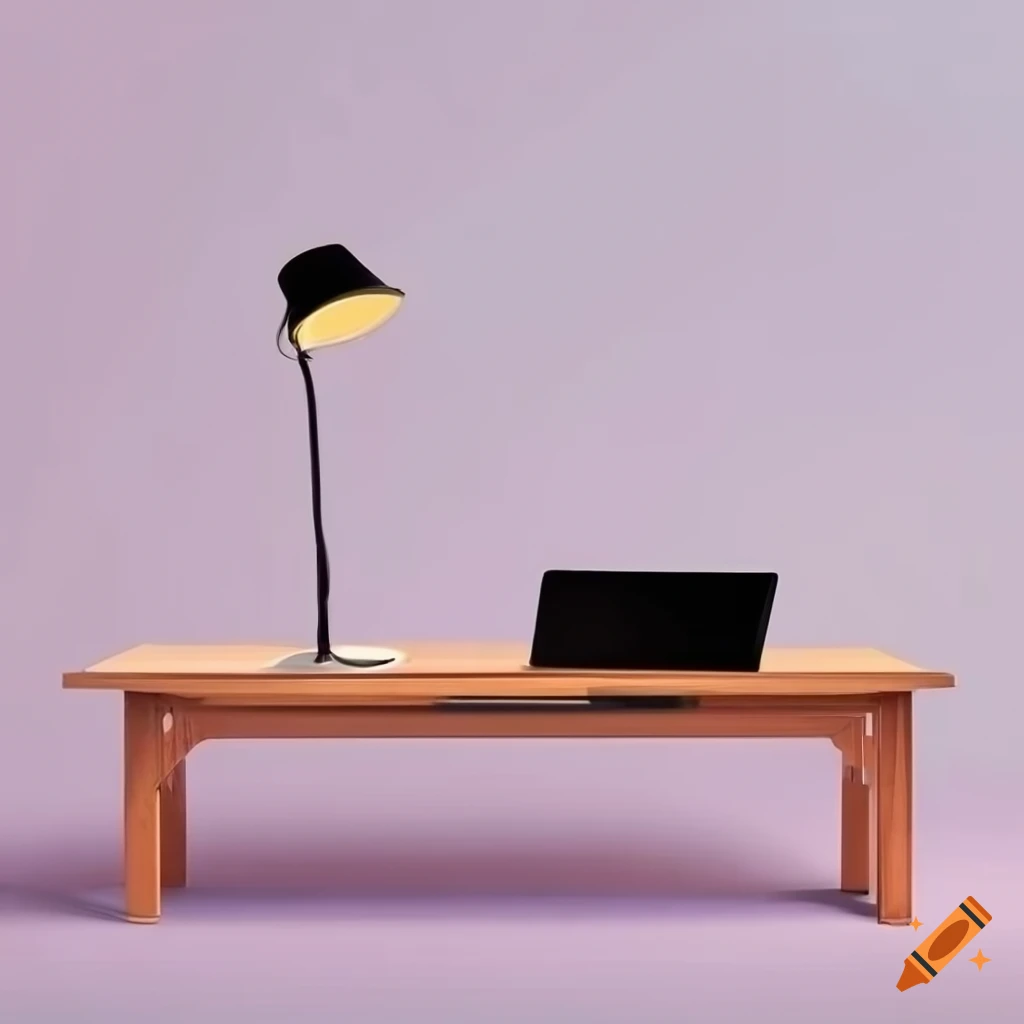 Organized work desk with laptop, lamp, and filing area