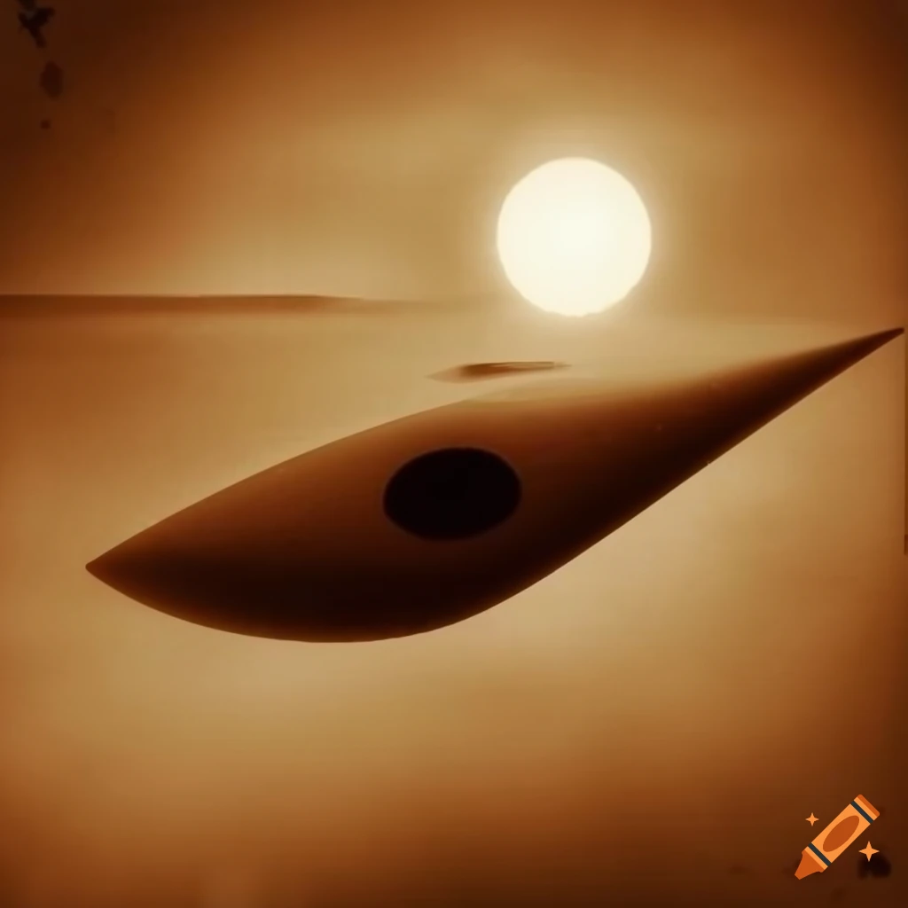 Smooth flat sci-fi sailboat in sepia tones
