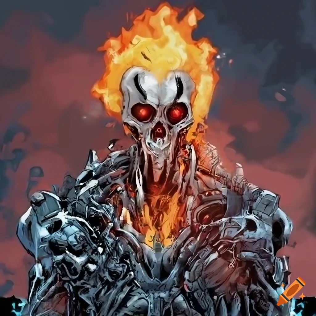 High Resolution Art Of Ghost Rider And Ultron On Craiyon