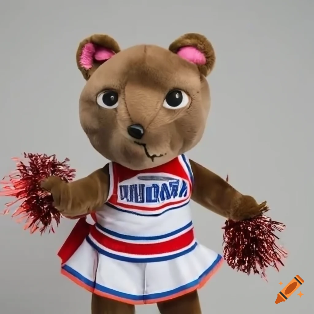 Female fossa mascot plush toy in cheerleader uniform