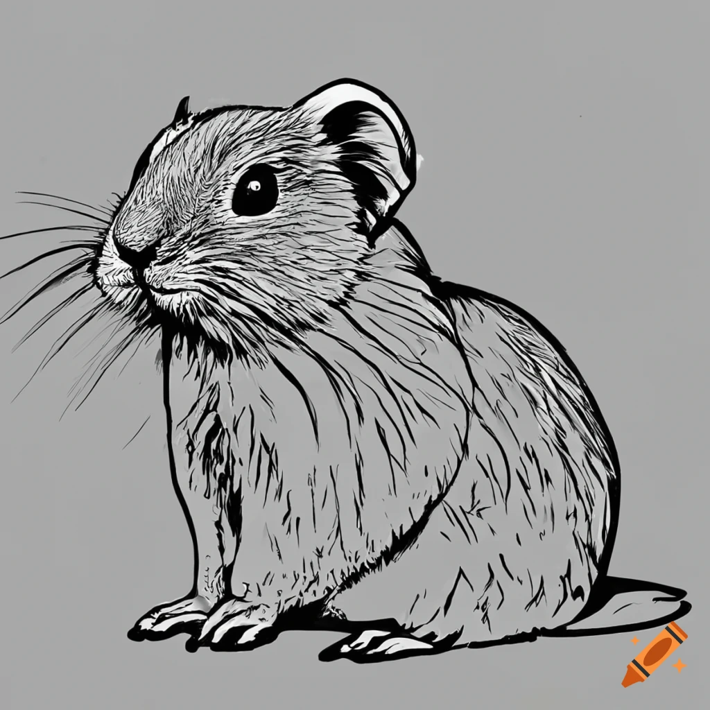 Single line pika coloring book page in black and white on Craiyon