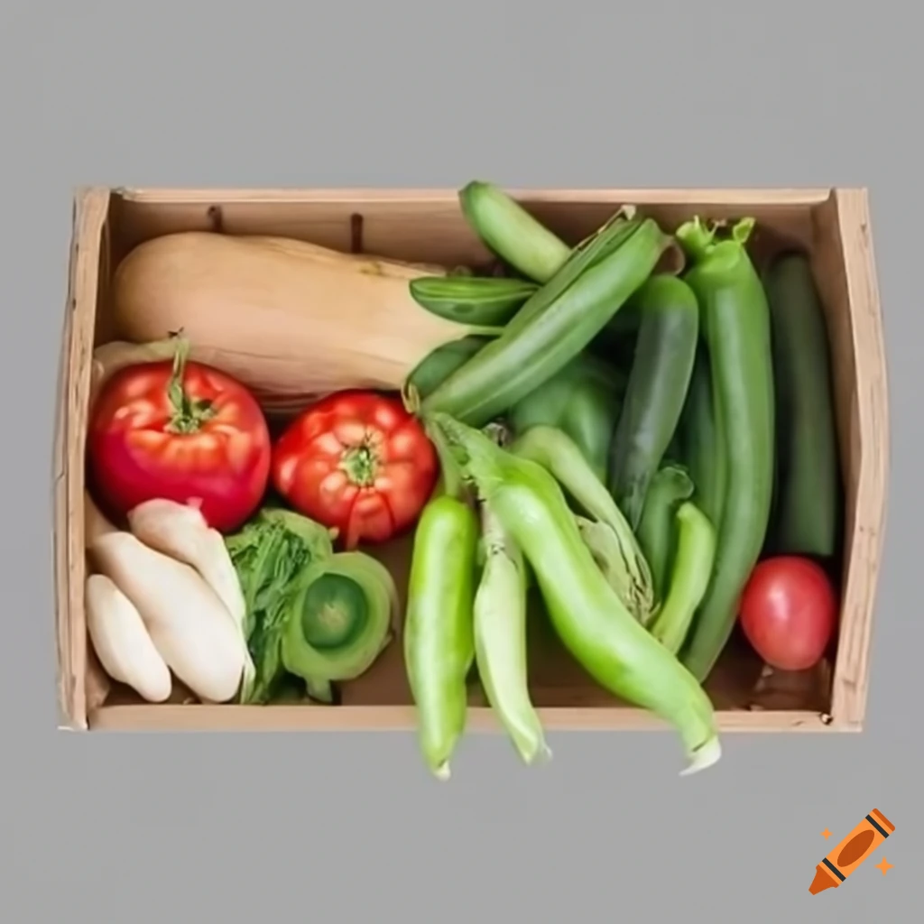 Box of fresh vegetables on Craiyon