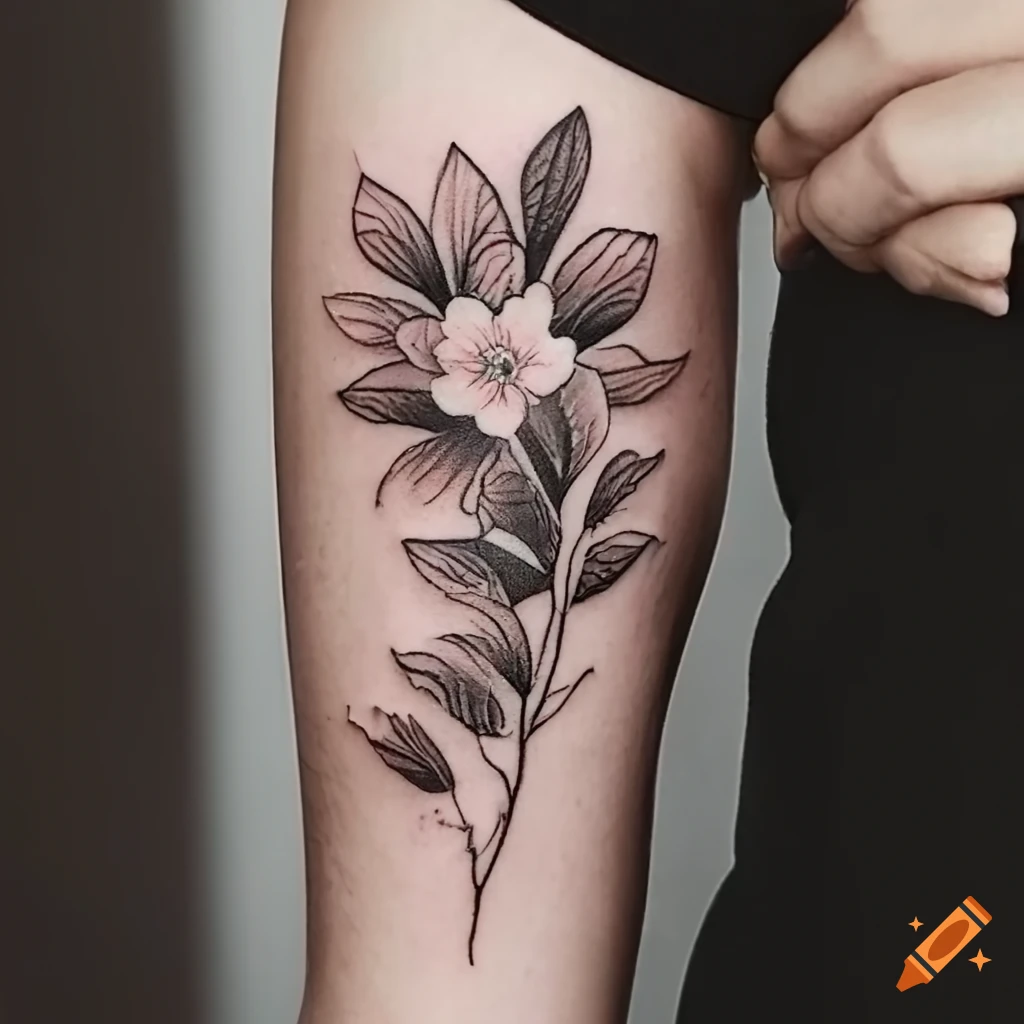 Floral line tattoo design