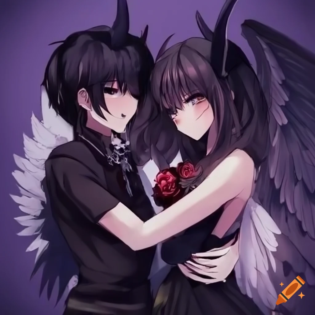 Anime couple kissing surrounded by roses in a romantic scene