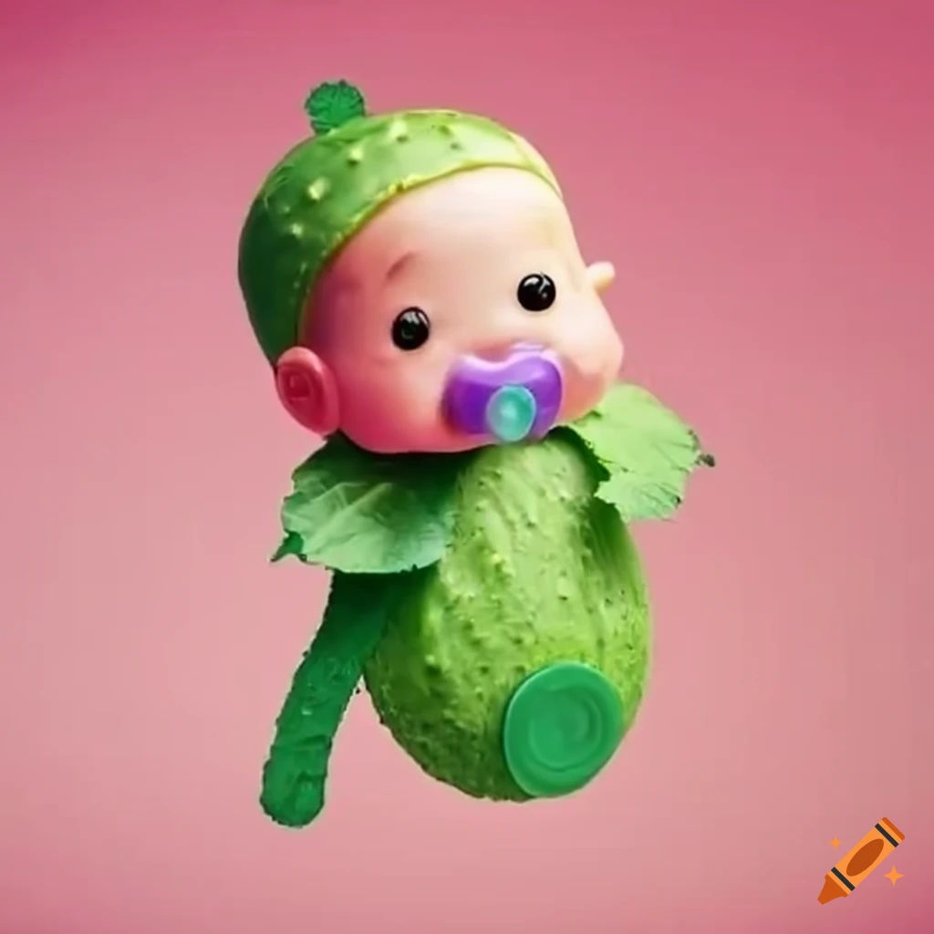 Cucumber wrapped in vine with a pacifier