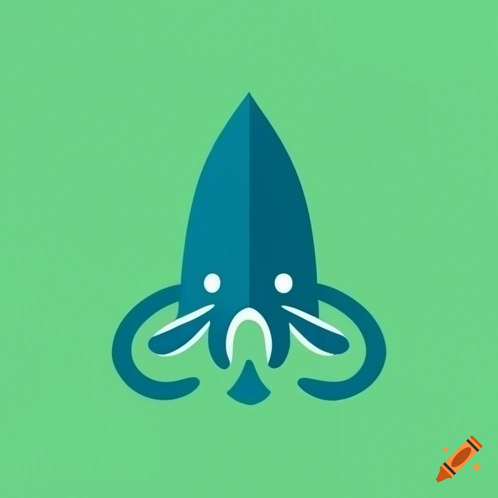 Contemporary and sophisticated ocean-themed logo with flat, angular squid design