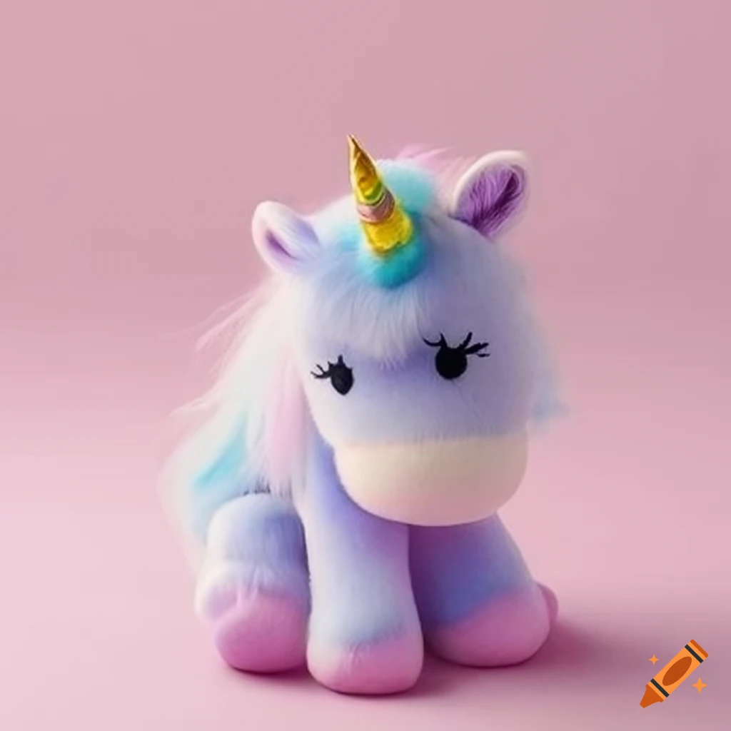 Fluffy pastel unicorn toy for kids on craiyon