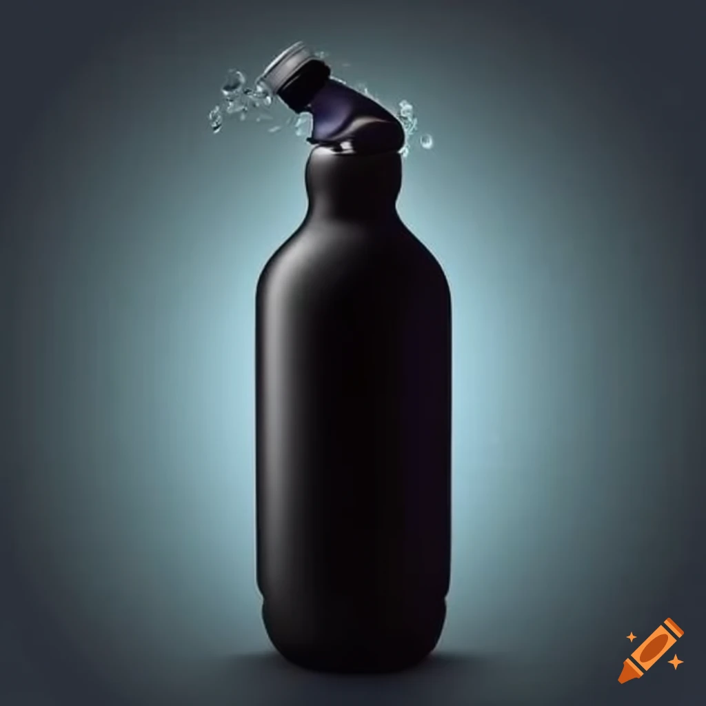 Black water bottle under pressure