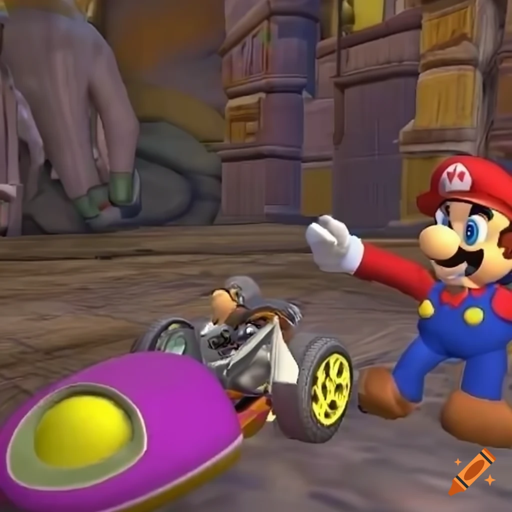 Screenshot of Mario Kart featuring Nintendo characters