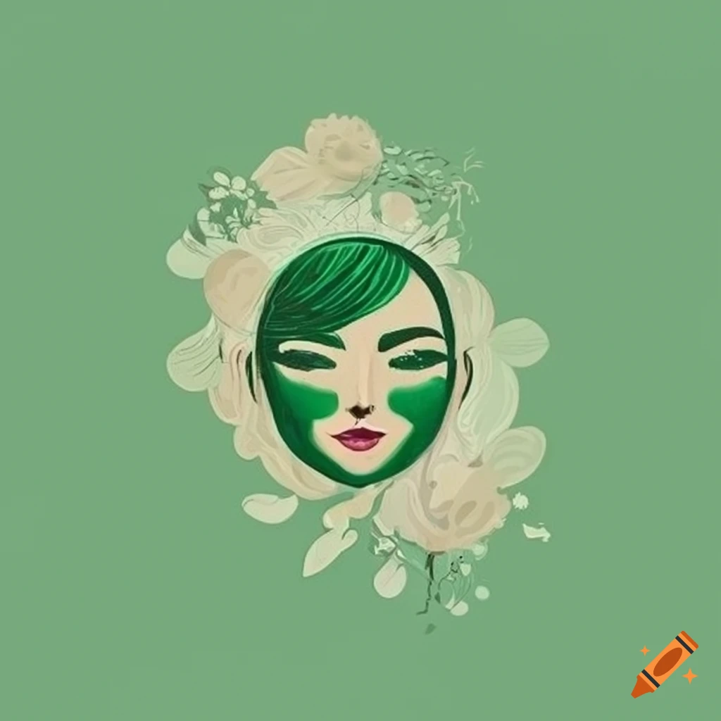 Boho green esthetician logos in a simple style