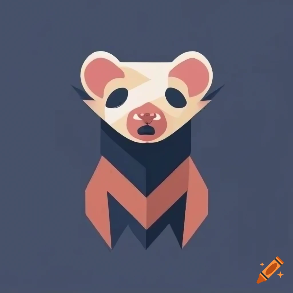 Minimalist ferret logo with geometric shapes on Craiyon