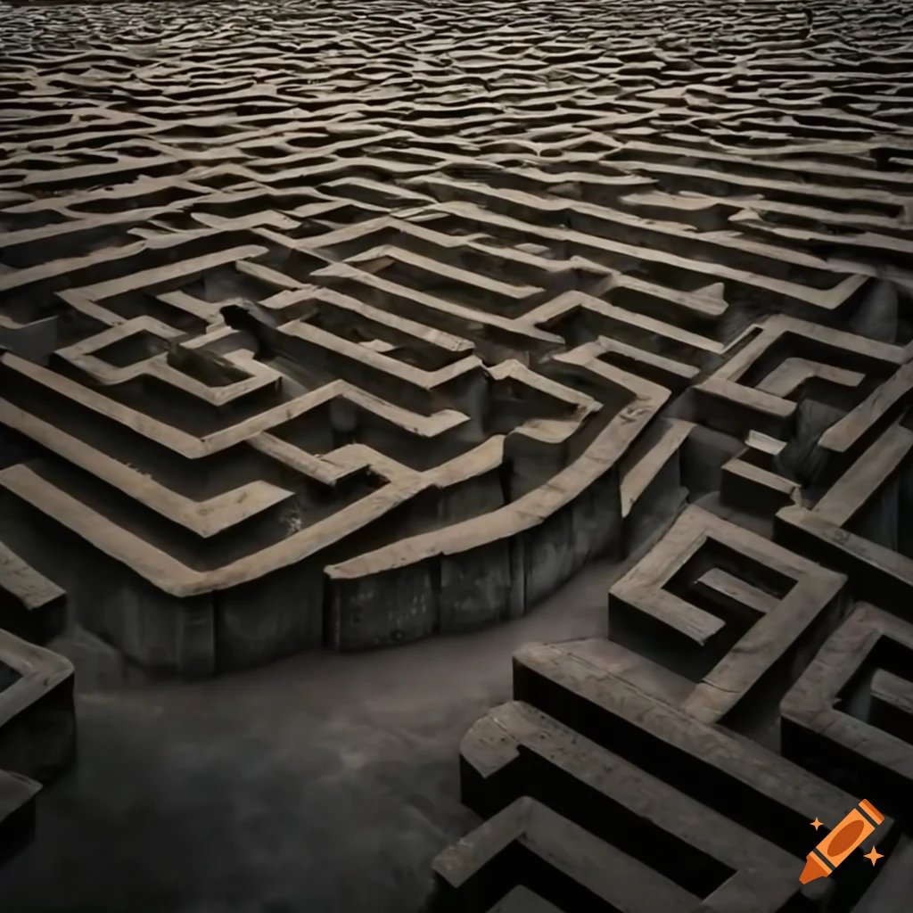 Concrete maze in a picturesque landscape