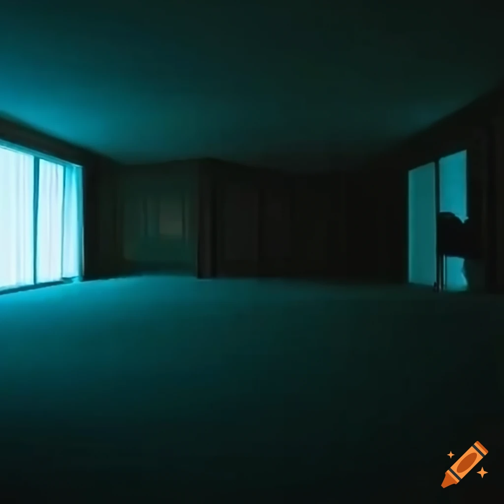 Empty liminal space with monochrome lighting and nonsensical architecture