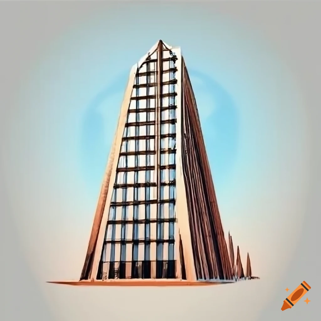 Sketch of a vertical building following the golden ratio on Craiyon