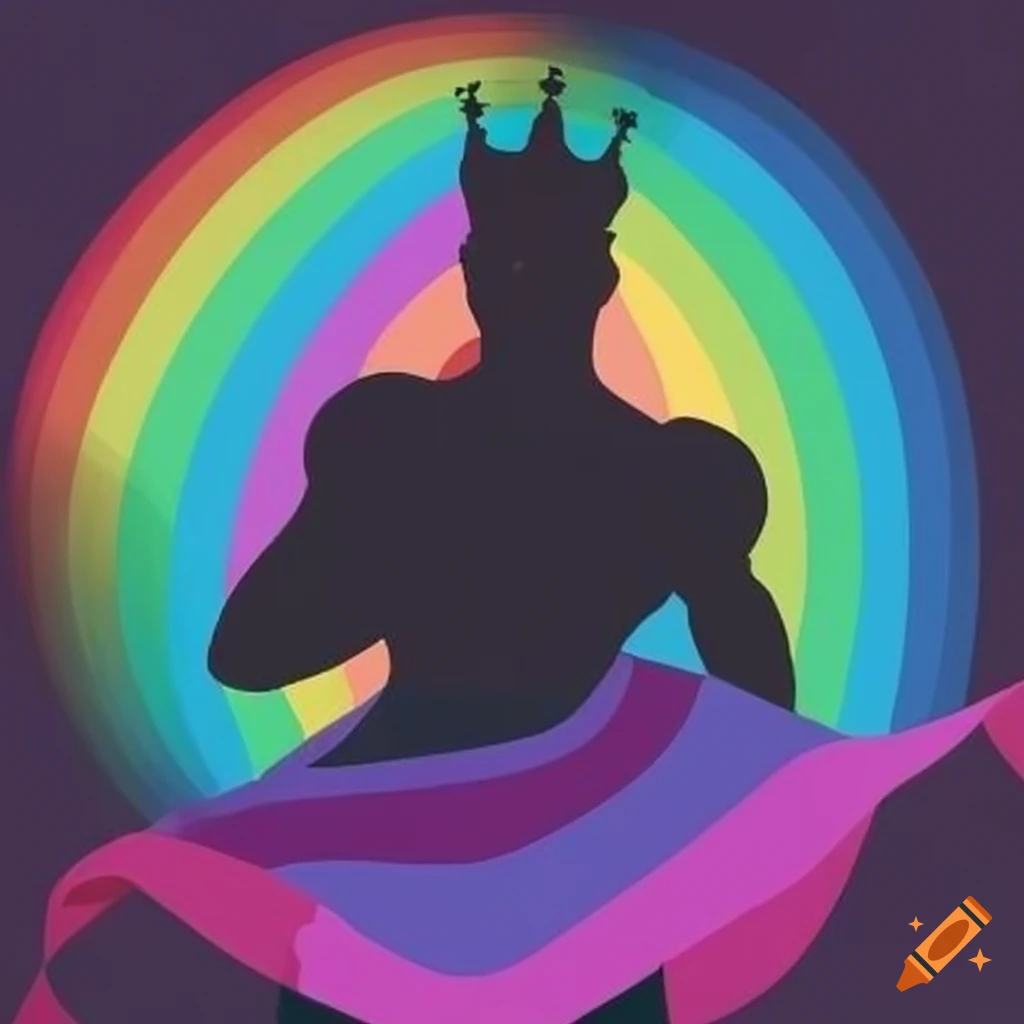 Silhouette of a king with a rainbow cape