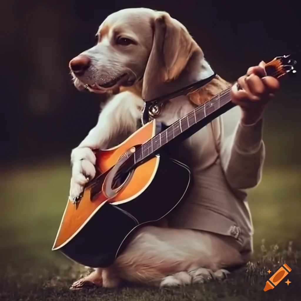 Dog playing the guitar on Craiyon