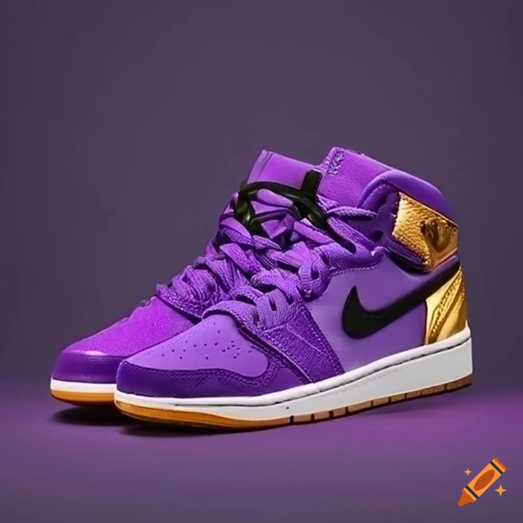 Purple white and hot sale gold jordans