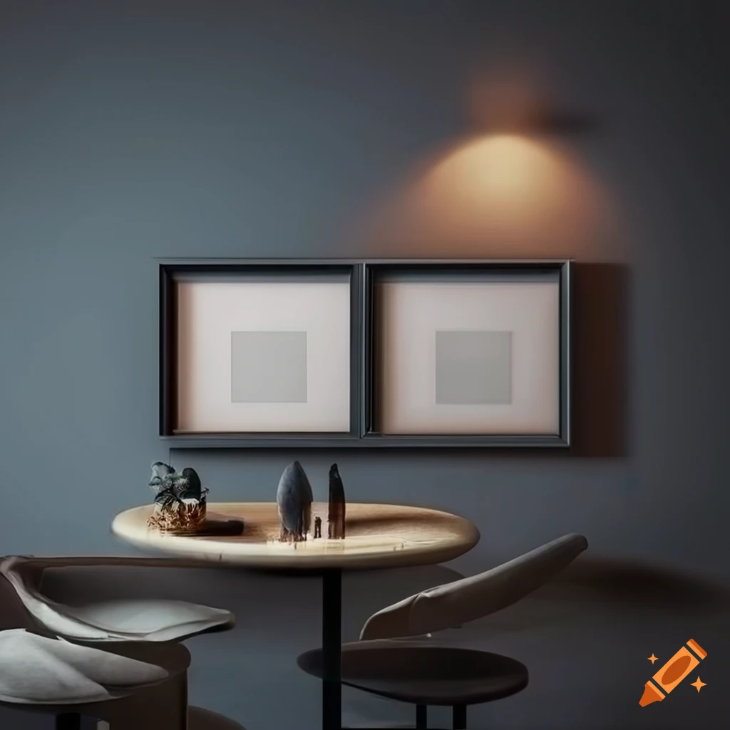 Realistic picture frame mockup in an elegant Nordic living room