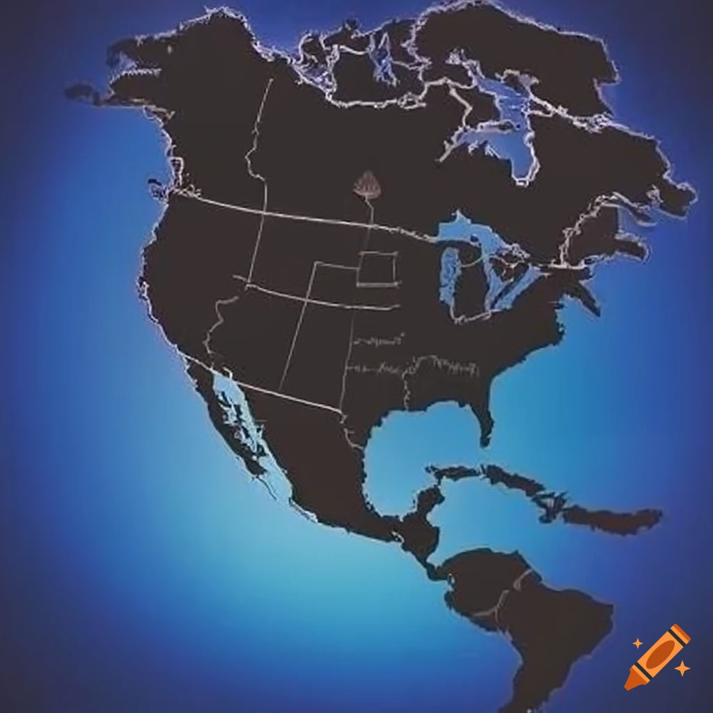 Highlighted map showing usa, canada, and mexico in the global context ...