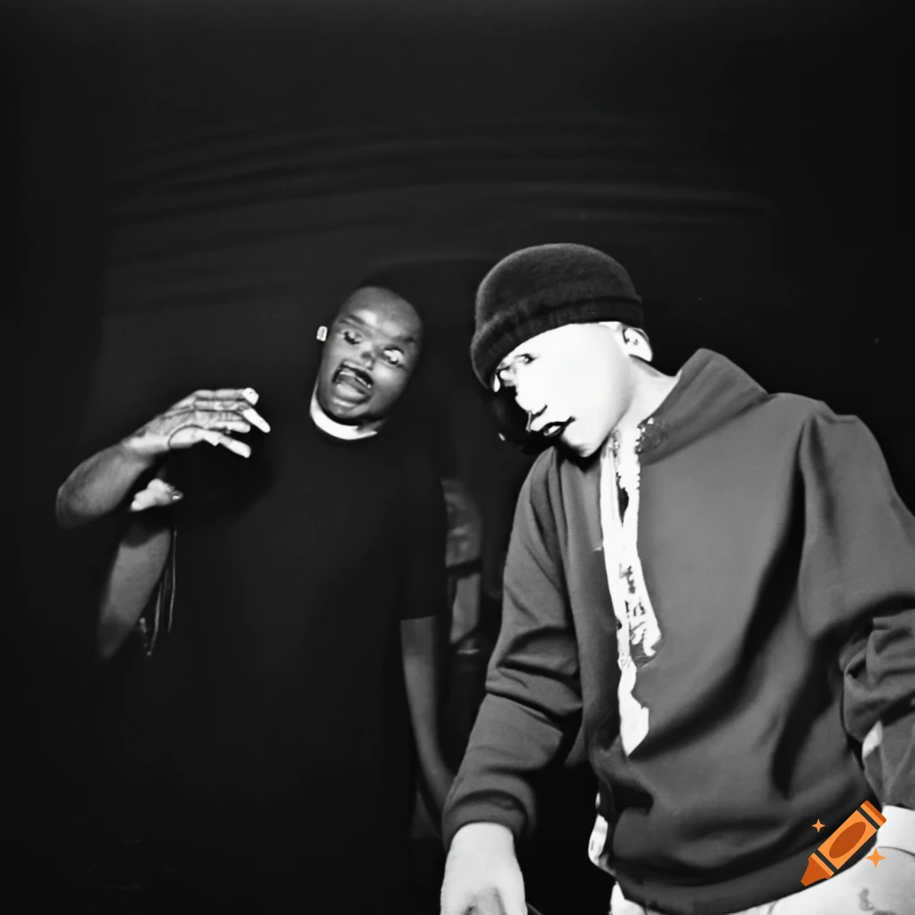 Martin luther king and eminem in a rap battle on Craiyon