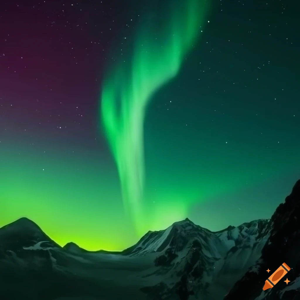 Native man reaching for the aurora from a mountain peak