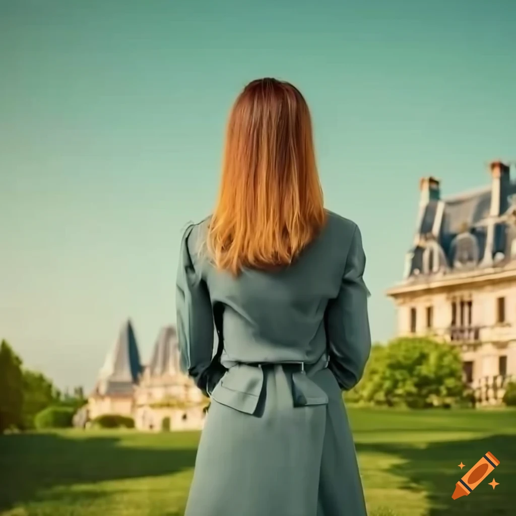 Stylish female lawyer in front of a luxury french building in a sunny