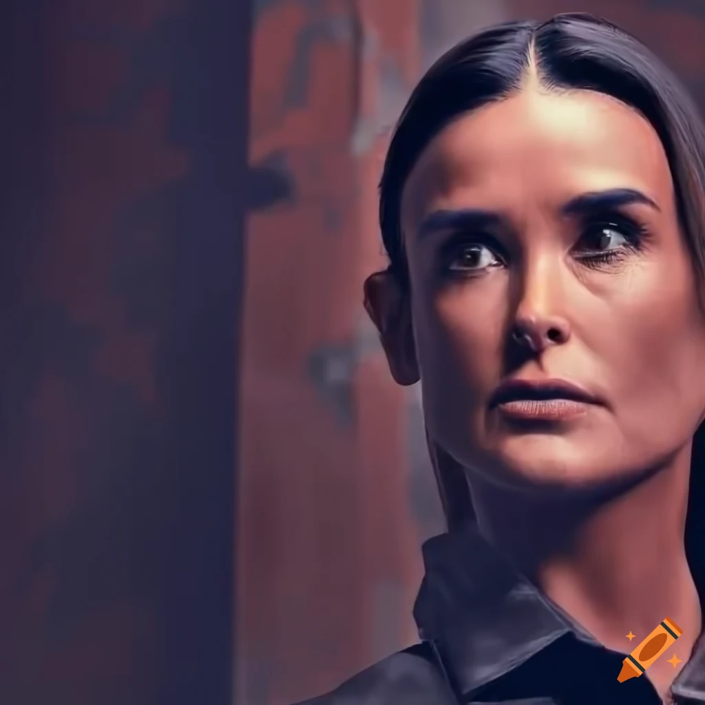 Actress Demi Moore lookalike in country plaid shirt and high waist ...