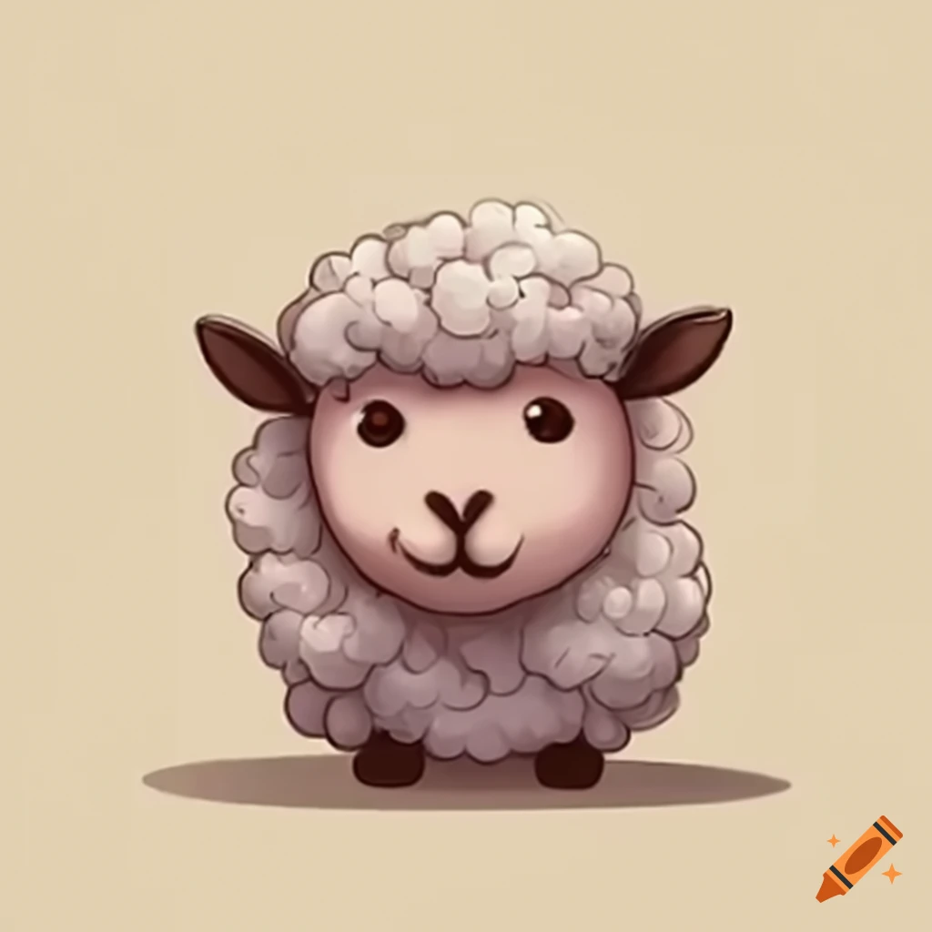 Lonely cute fluffy sheep