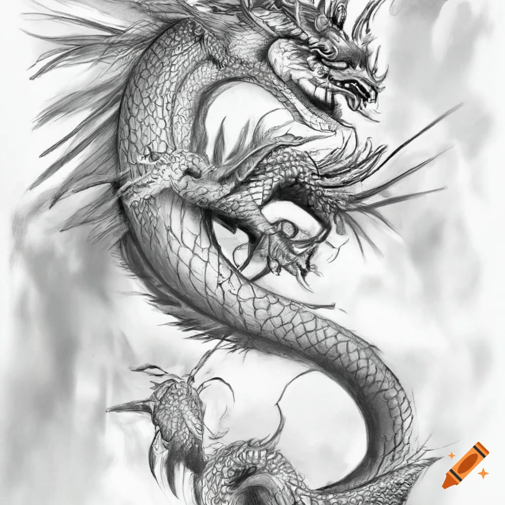 Chinese dragon sketch on Craiyon