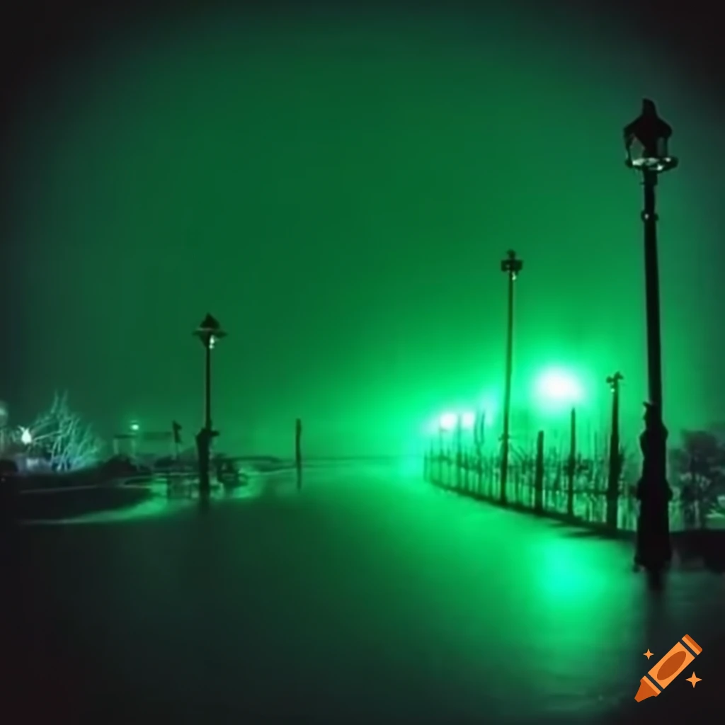 Las Vegas with green fog rolling in