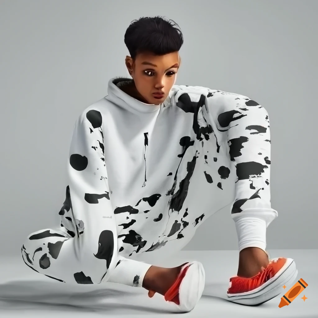 Ellesse old school oversized full body white and black birch tree texture tennis tracksuit