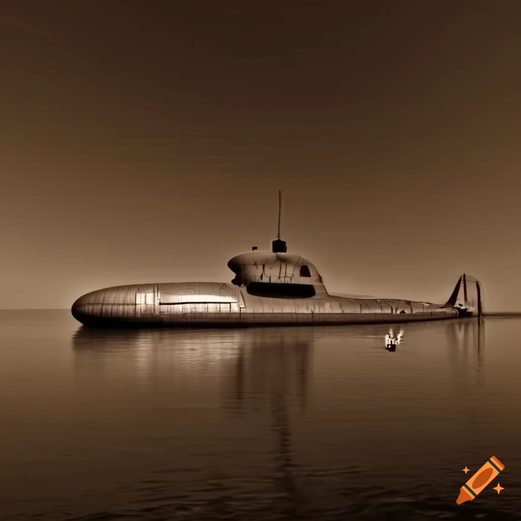 Sci fi submarine city in sepia tones