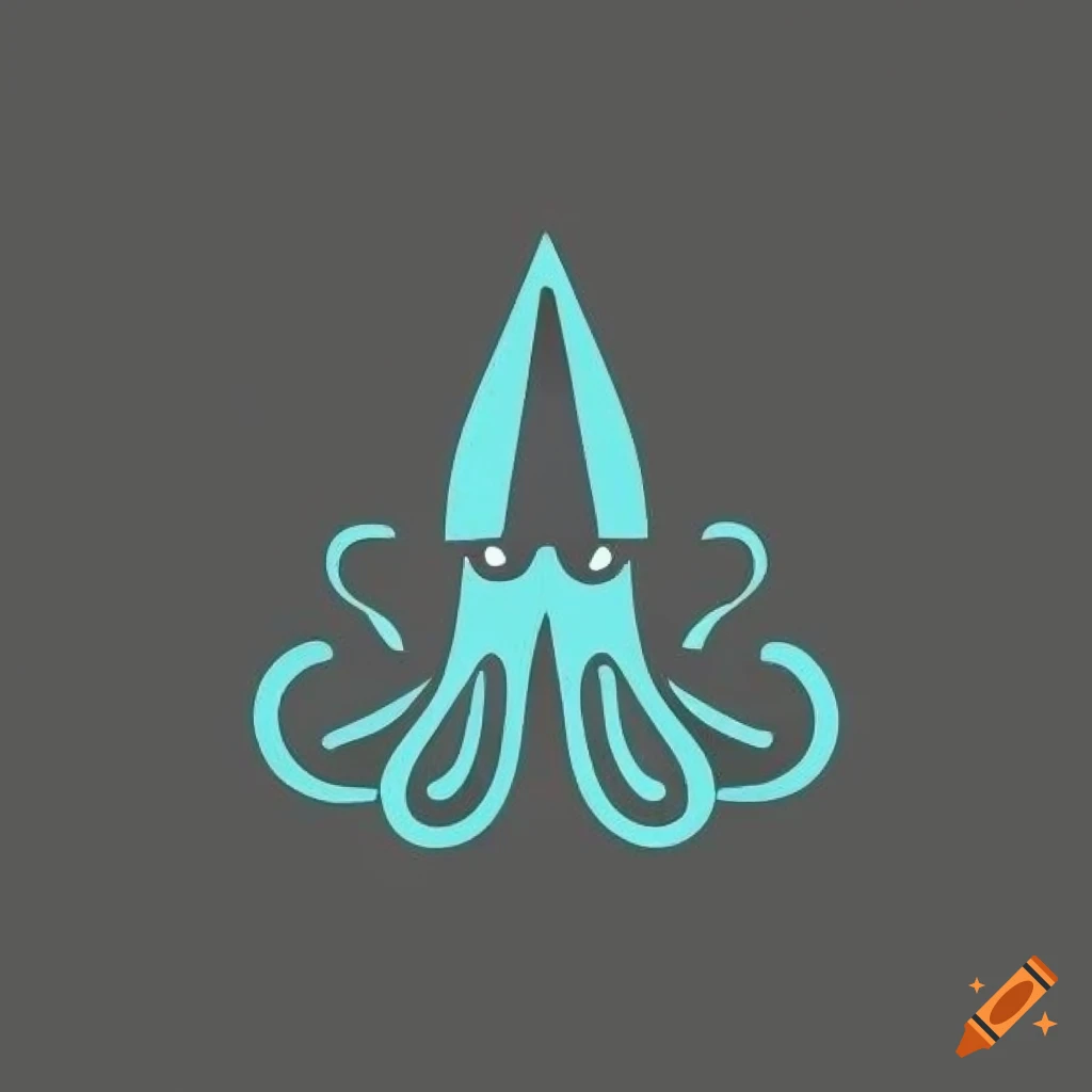 Contemporary and sophisticated ocean-themed logo with flat, angular squid design