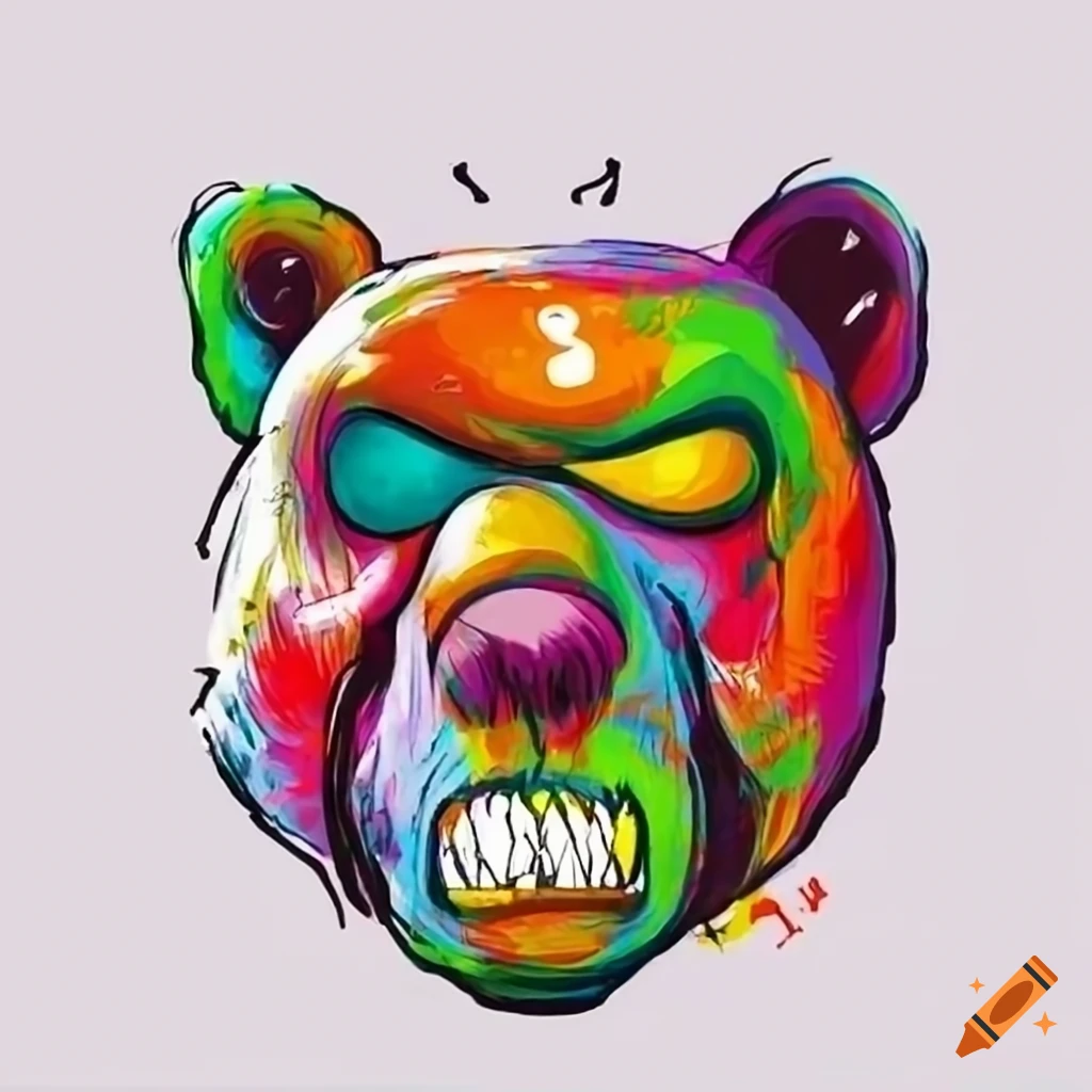 Graffiti artwork of a bear with a gangster vibe