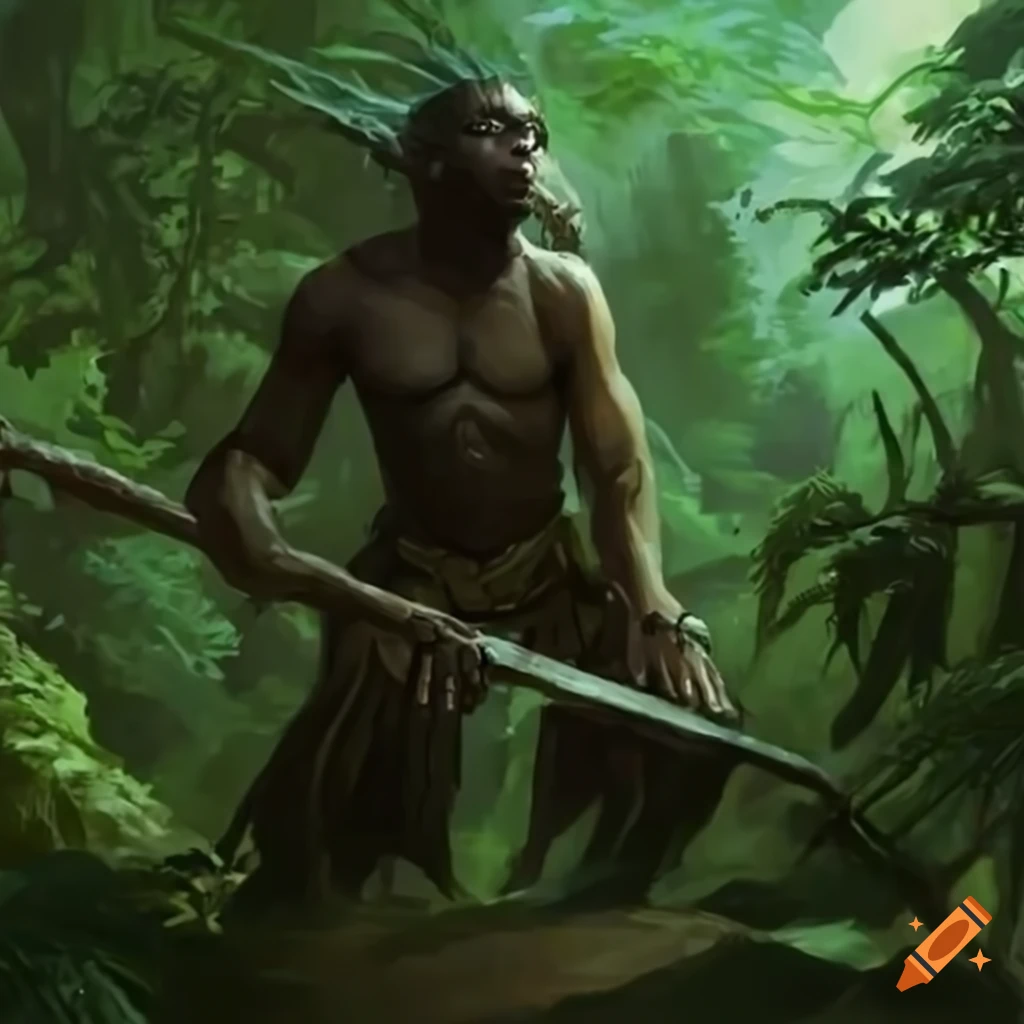 magic-the-gathering-card-featuring-an-elvish-warrior-in-the-jungle-on