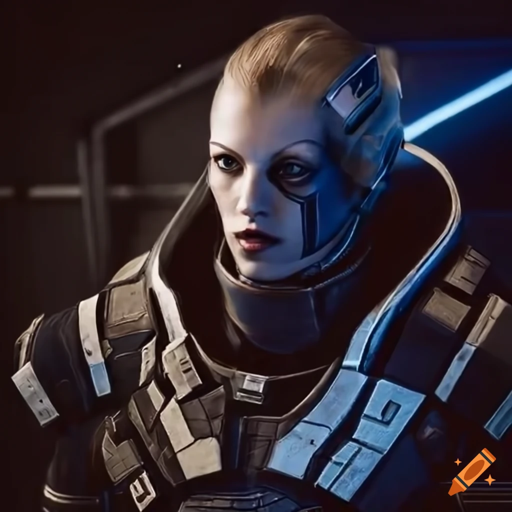 Mass effect commander shepherd in spaceship on Craiyon
