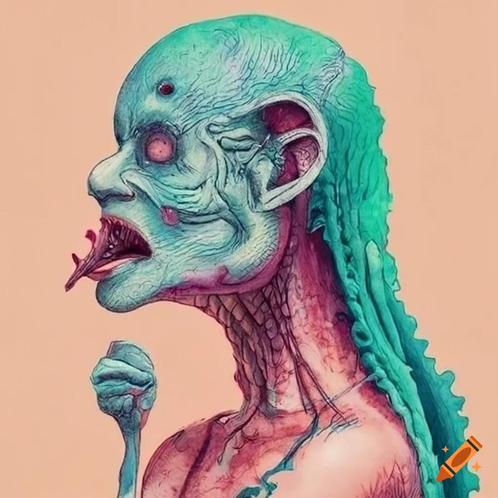 Surrealist bizarre joker with weird motifs and textures